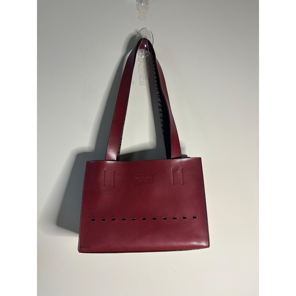 Mondani New York Burgundy Red Faux Leather Tote Bag Zebra Print Lining